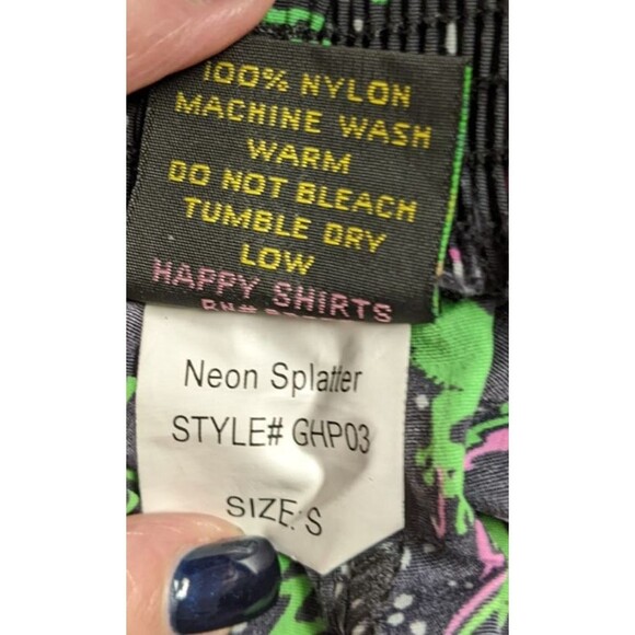 GECKO Hawaii Neon Splatter Gecko Print Beach Pant 100% Nylon Size Small - Picture 13 of 13